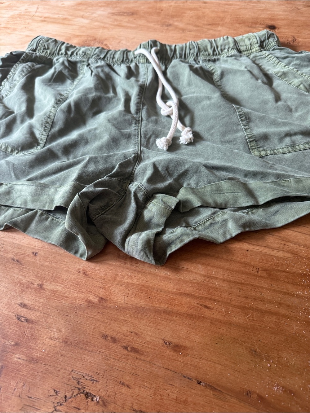 aerie Olive Green Drawstring Athletic Shorts with White Cord